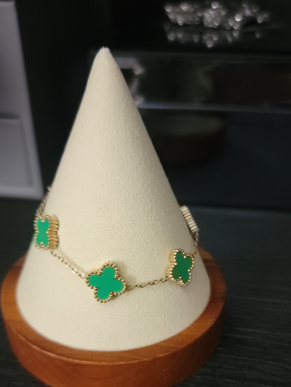 Gold Green Clover Bracelet - Women Jewelry